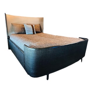 Barbara Barry for McGuire Half-Moon Bed (Queen Size) With Mohair Upholstered Headboard For Sale