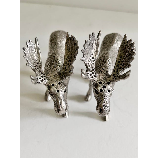 Vintage St. Anton Pewter Moose Salt and Pepper Shakers by Zodax For Sale - Image 4 of 6