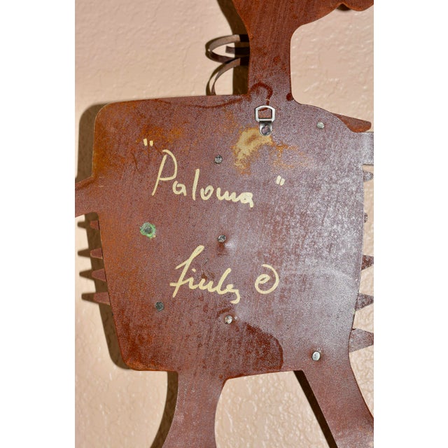 Bill & Marcia Finks Primitive Twig Signed Metal Wall Decor Folk Art "Paloma” 90s For Sale - Image 4 of 4