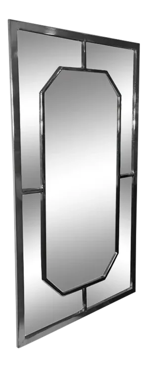Modern Chrome Rectagular and Octagonal Mirror by Milo Baughman
