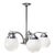 French Art Deco Nickel-Plated 5-Arm Chandelier with White Opaline Glass Globes For Sale - Image 3 of 11
