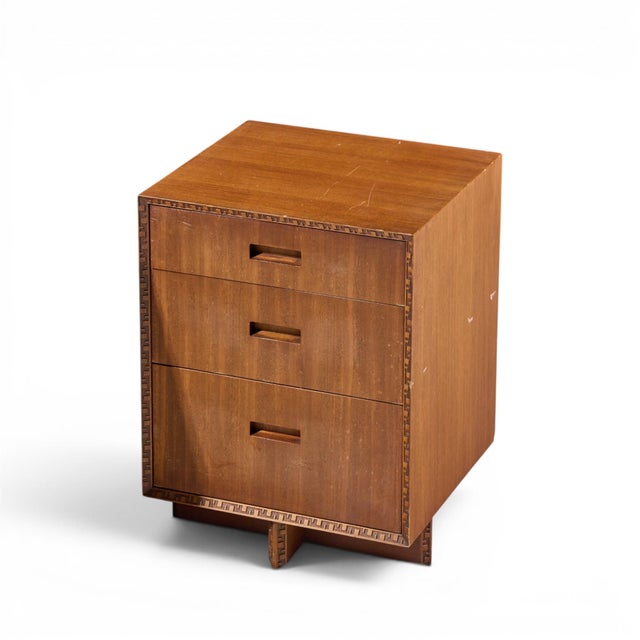 Frank Lloyd Wright for Henredon Taliesin Mid Century Mahogany Nightstands - Pair For Sale - Image 13 of 14