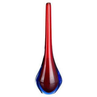 Large Murano Glass Sommerso Stem Vase from Flavio Poli, Italy, 1960s For Sale