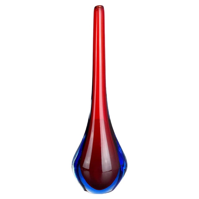 Large Murano Glass Sommerso Stem Vase from Flavio Poli, Italy, 1960s For Sale