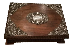 Antique Sterling Silver Mounted Jacaranda Box