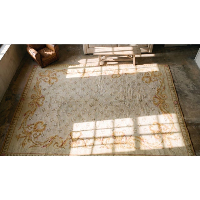 Ivory Breathtaking in Aristocratic Elegance and Refined European Spanish Savonnerie Rug For Sale - Image 8 of 9