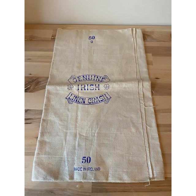 Beautiful full yard of Irish Linen. It measures 16" tall by 38" wide. It is marked in a vibrant blue "Genuine Irish Linen...