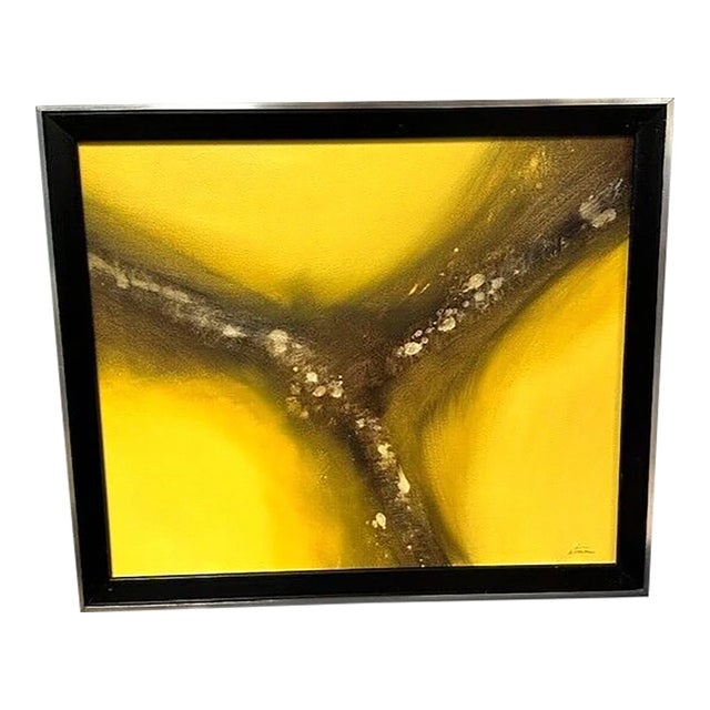 Tim Atmar Signed Original Modern Yellow Ethereal Bird Framed Oil Painting For Sale