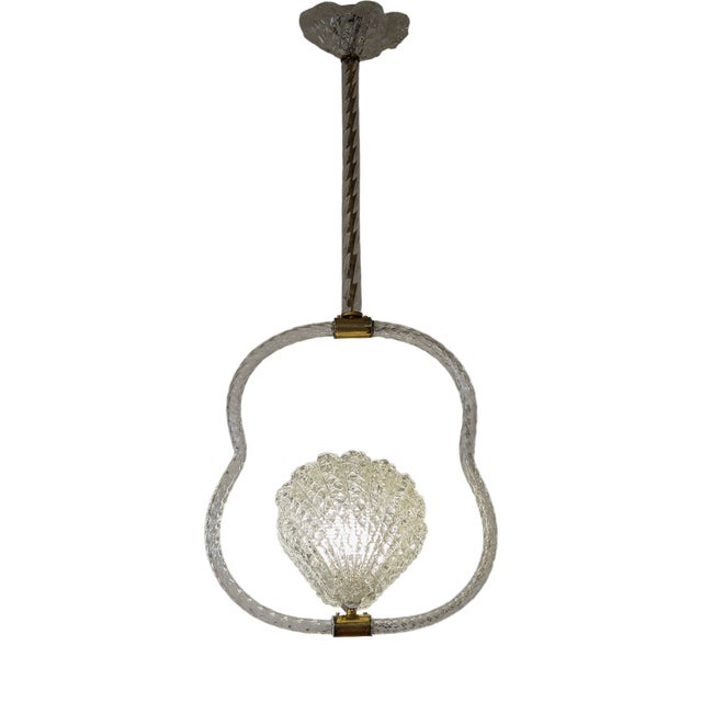Vintage Art Deco Murano Blown Glass Pendant Light by Ercole Barovier for Barovier & Toso, 1930s For Sale