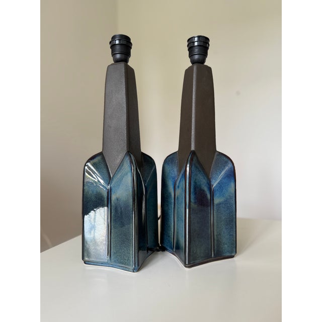 Big couple – set of two table lamps / lamp foots, designed by Einar Johansen for Søholm Stentøj Danmark in the 1960s Model...