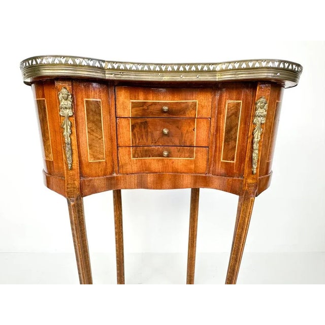 Vintage Kidney-Shaped Side Table with Brass Details For Sale - Image 13 of 14