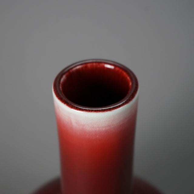 Ceramic Chinese Red Flambé Pottery Bottle Vase, Signed, 20th Century For Sale - Image 7 of 7