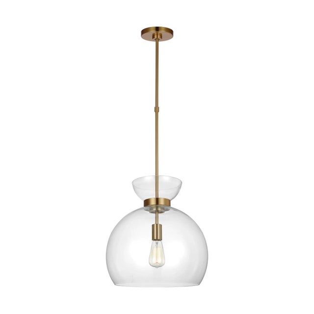 Mid-Century Modern Kate Spade by Visual Comfort Studio Londyn Round Pendant, Burnished Brass & Clear Glass For Sale - Image 3 of 4