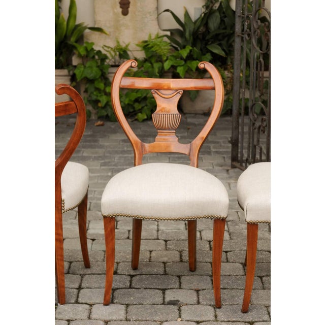 Set of Four Austrian Biedermeier Side Chairs with Lyre Shaped Backs, circa 1850 For Sale - Image 4 of 8