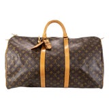 Louis Vuitton Keepall 55 Monogram Leather Top Handle Travel Bag For Sale