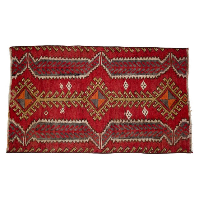 1960s 1960s Vintage Sumac Weave Turkish Kilim Rug For Sale - Image 5 of 14