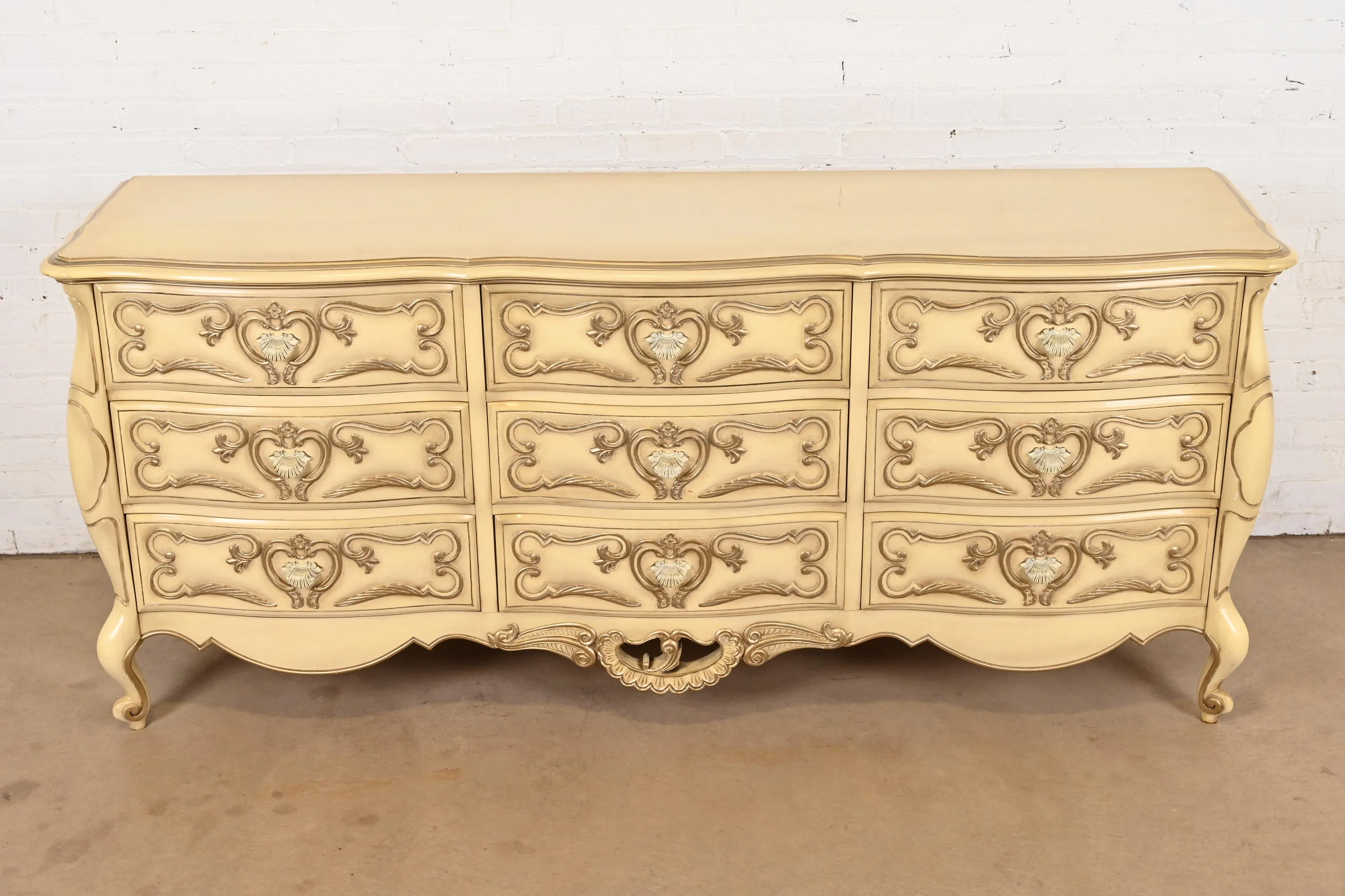 Romweber French Rococo Louis XV Cream Lacquered Nine-Drawer Dresser, Circa  1960s | Chairish