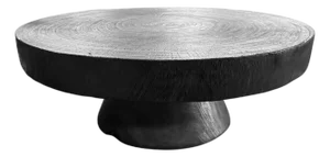 Sculptural Mango Wood Table Crafted From Solid Suar Wood, Burnt Finish