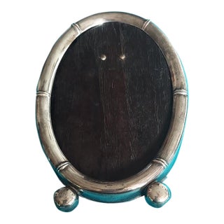 Antique Sterling Silver Oval Picture Frame With Bamboo Motif, Circa 1900-1930 For Sale