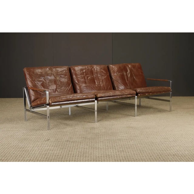 Mid-Century Modern Preben Fabricius & Jørgen Kastholm for Alfred Kill 'Fk-6720' Leather Sofa, 1960s For Sale - Image 3 of 18