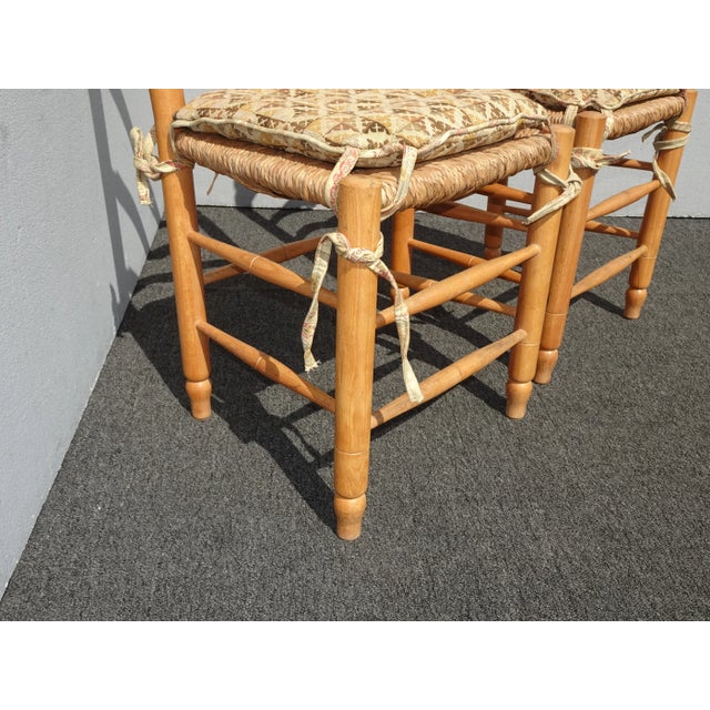Pair of Vintage French Country Rush Tan Side Chairs W Cushions For Sale - Image 12 of 13