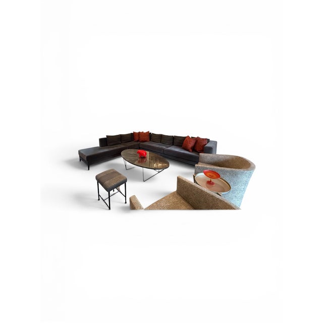 Contemporary Charcoal Gray/Black Sectional Sofa W Armani Fabric Pillows For Sale - Image 3 of 12