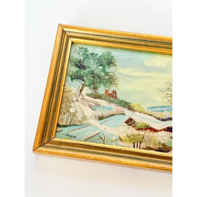 Paint Mid 20th Century Vintage Small Landscape Oil Painting on Board, Signed Seidel, Framed For Sale - Image 7 of 9