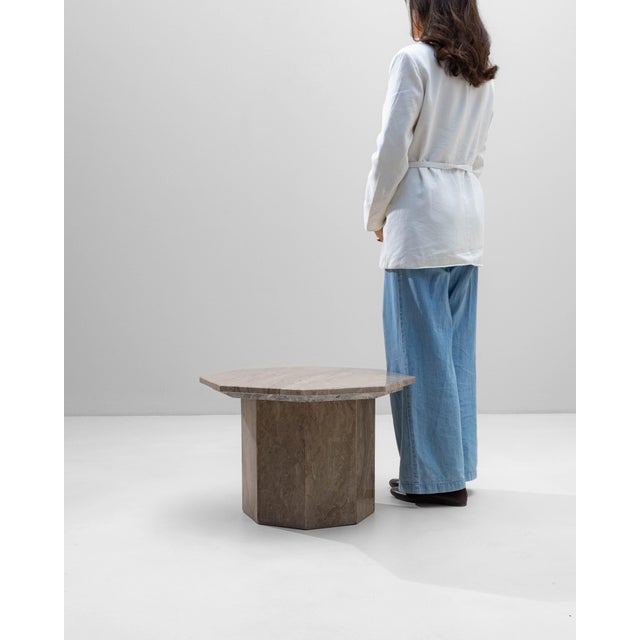 Postmodern 1970s Italian Postmodern Octagonal Marble Pedestal Table For Sale - Image 3 of 18