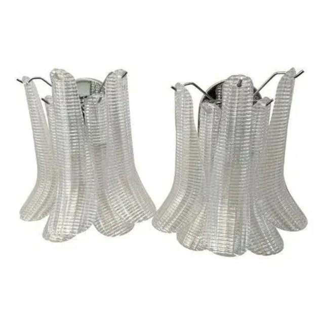 Glass Murano Glass Selle Sconces in Polished Kromo Metal Frame by Simoeng, Set of 2 For Sale - Image 7 of 12