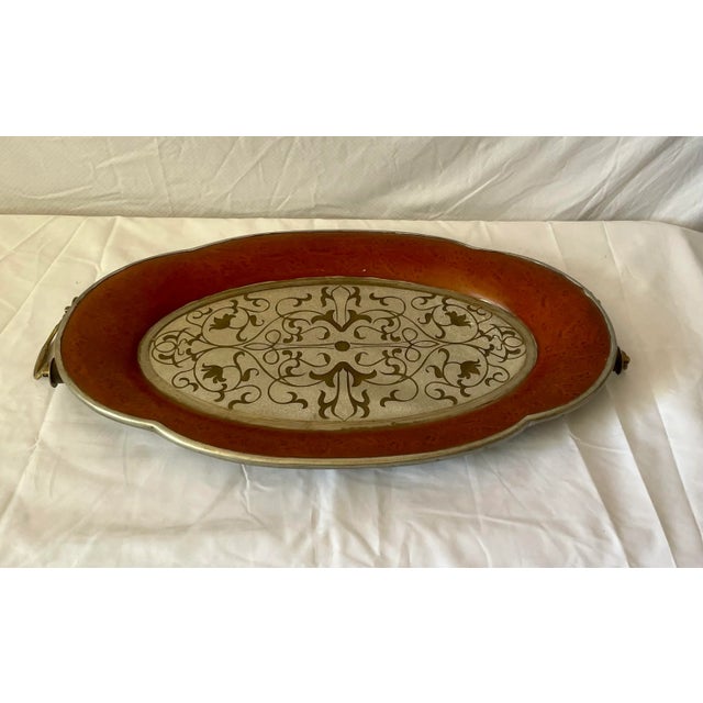 Brown 2000s Large Mirrored Service Tray For Sale - Image 8 of 13