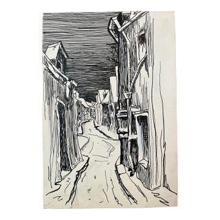 Late 20th Century Street Scene Drawing For Sale