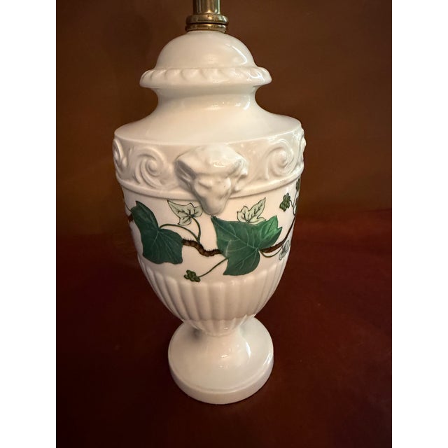 Wedgwood Napoleon Ivy Porcelain Table Lamp Ram's Head ca.1960s For Sale - Image 14 of 17