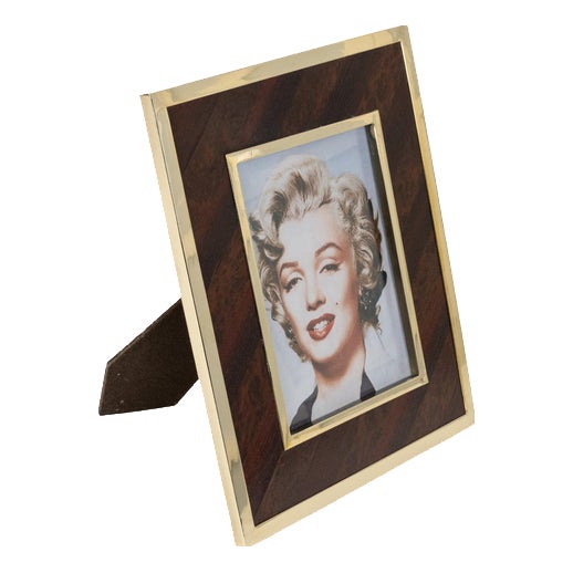 Mid-Century Modern Italian Picture Frame in Brass and Glass, 1970s For Sale