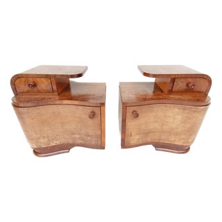 Art Deco Bedside Tables by Jindřich Halabala for Up Závody, 1940s, Set of 2 For Sale
