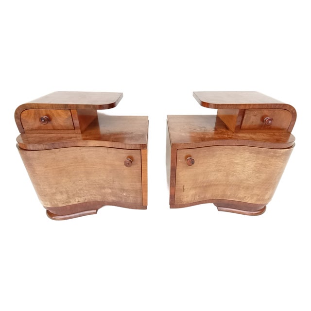 Art Deco Bedside Tables by Jindřich Halabala for Up Závody, 1940s, Set of 2 For Sale