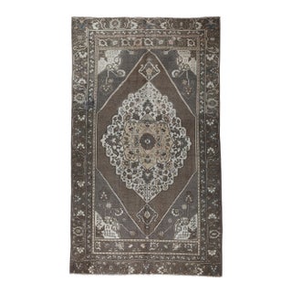 Vintage Turkish Area Rug – Wool on Wool in Earthy Brown & Ivory Tones -5' 1'' X 8' 5'' For Sale