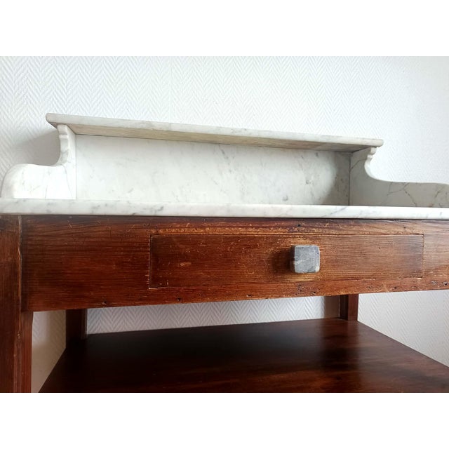 Brown Country House Dressing Table in Wood and Marble, 1940s For Sale - Image 8 of 11