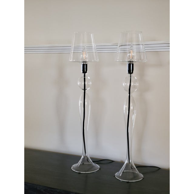 Transitional Les Héritiers Hand-Blown Glass Lamps - a Pair For Sale - Image 3 of 11