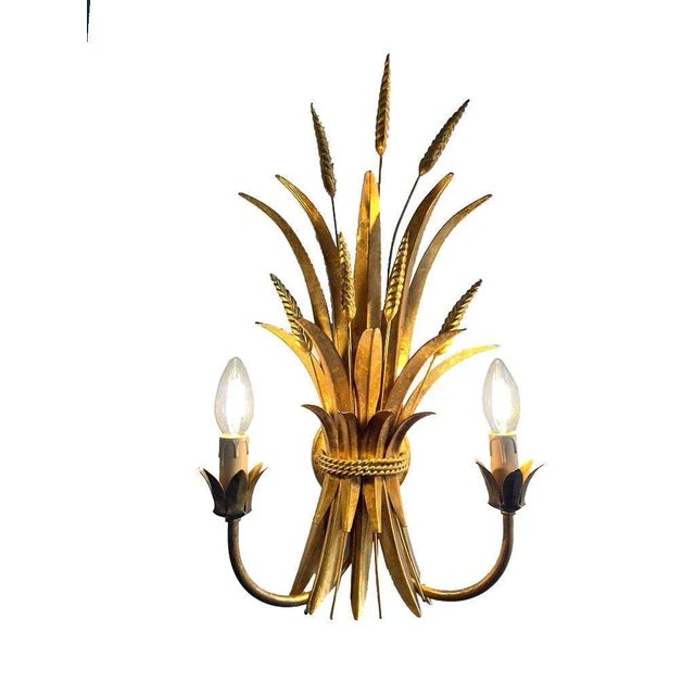Wall lights with golden ears of wheat Pair of wall lights Design: Hans Kögl France around 1950-1960. Gold plated metal....