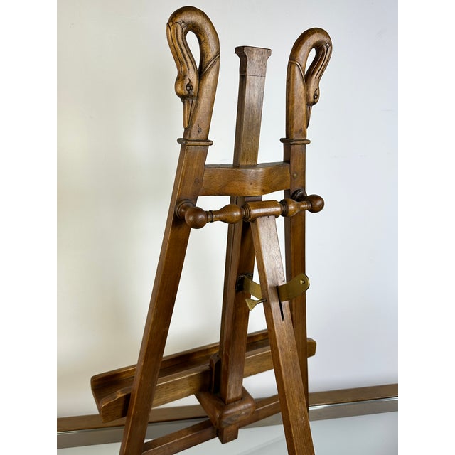 Walnut Easel with Swan Neck Decoration, 1970s For Sale - Image 11 of 15