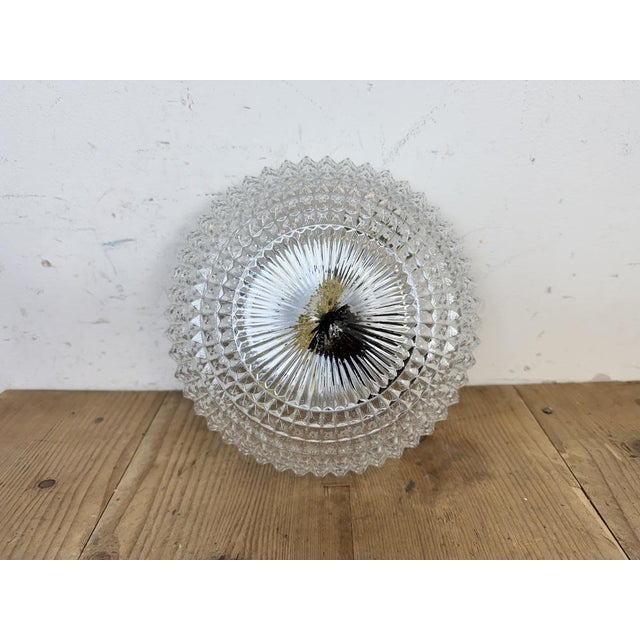 Industrial Vintage Glass Ceiling Light, 1970s For Sale - Image 3 of 18