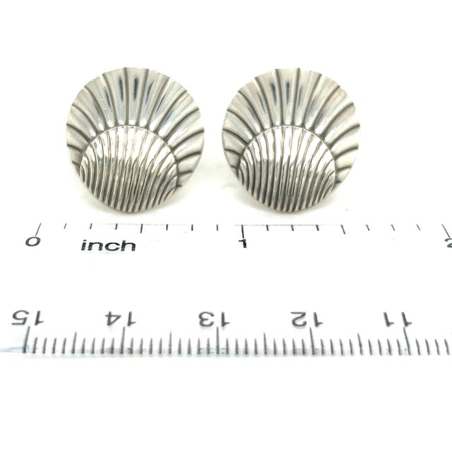 Contemporary Georg Jensen Authentic Estate Seashell Cufflinks Silver, 2 pieces For Sale - Image 3 of 7