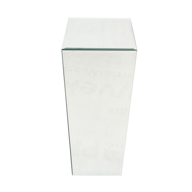 1970s C1970s 12x12 Square 36" High Cube Shape Beveled Mirror Pedestal Table Stand For Sale - Image 5 of 9