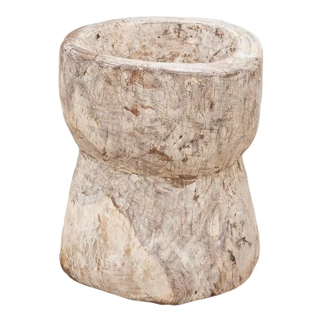 Antique Farmhouse Teak Grinder Pot For Sale