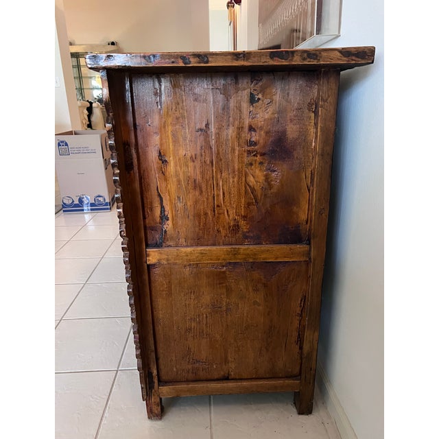 Late 20th Century Late 20th Century Handcrafted Mongolian Painted Buffet Cabinet For Sale - Image 5 of 7