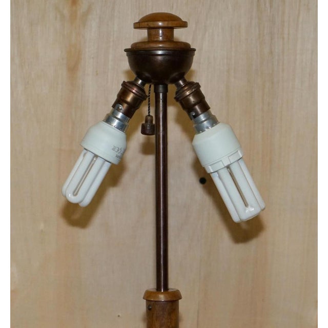 Large Mid-Century Swedish Modern Table Lamp in Brass & Teak, 1960s For Sale - Image 4 of 16