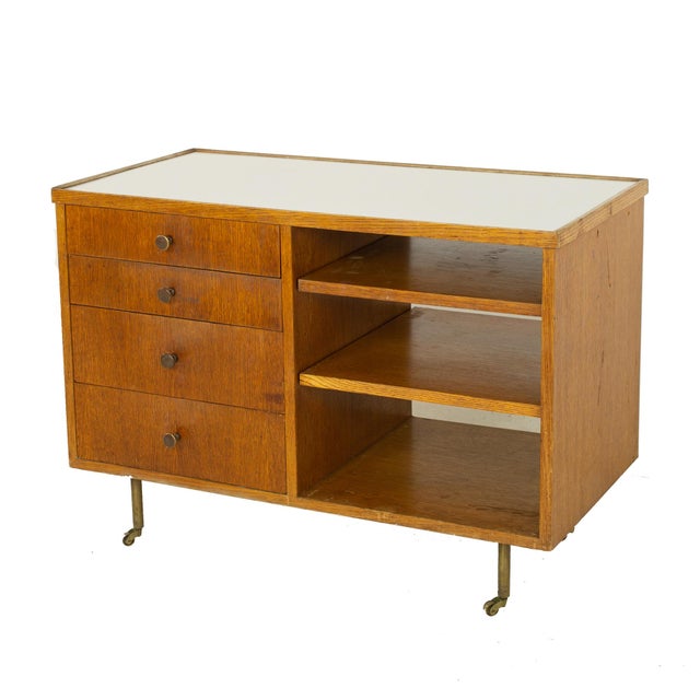 Mid-Century Modern George Nelson Style Mid Century Oak Bar Cart For Sale - Image 3 of 12