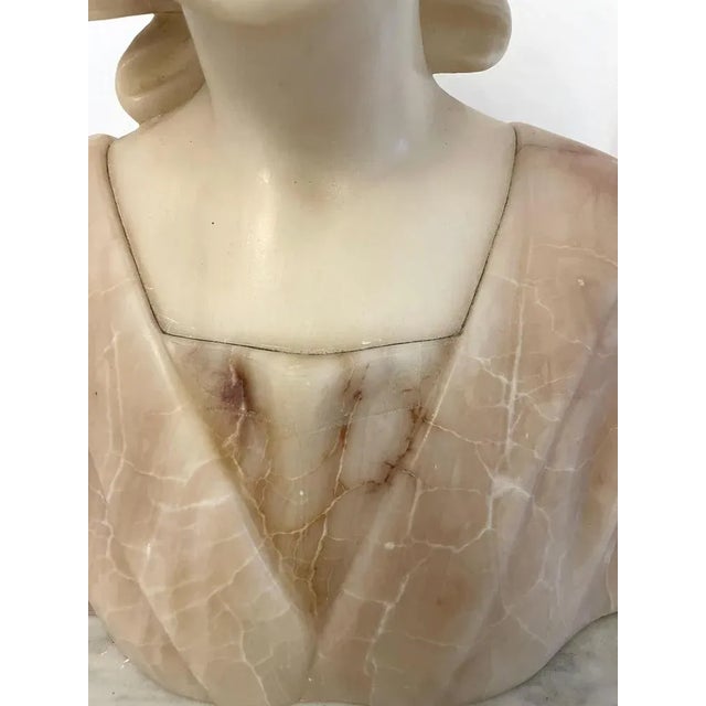 Antique Victorian Alabaster Bust, 1860 For Sale - Image 6 of 12