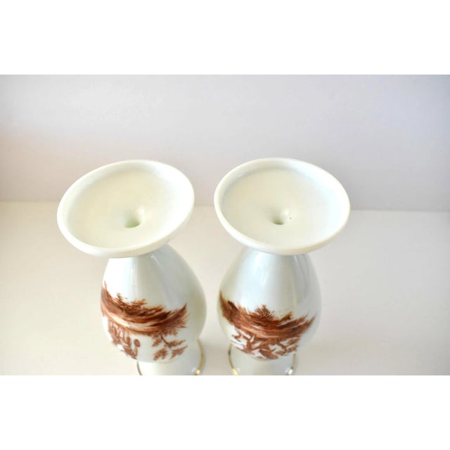 19th-Century Antique French Sepia Grisaille White Opaline Glass Baluster Vases - a Pair For Sale - Image 11 of 13