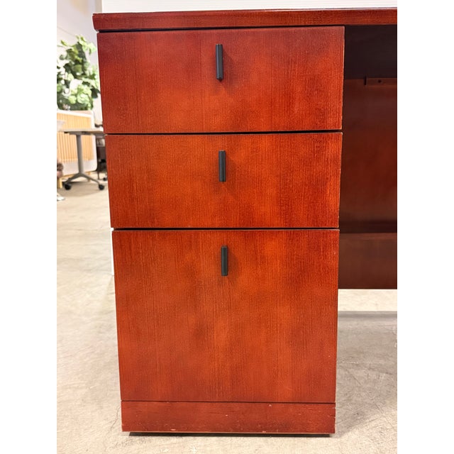 Brown Transitional Cherry Stain Executive Desk For Sale - Image 8 of 12